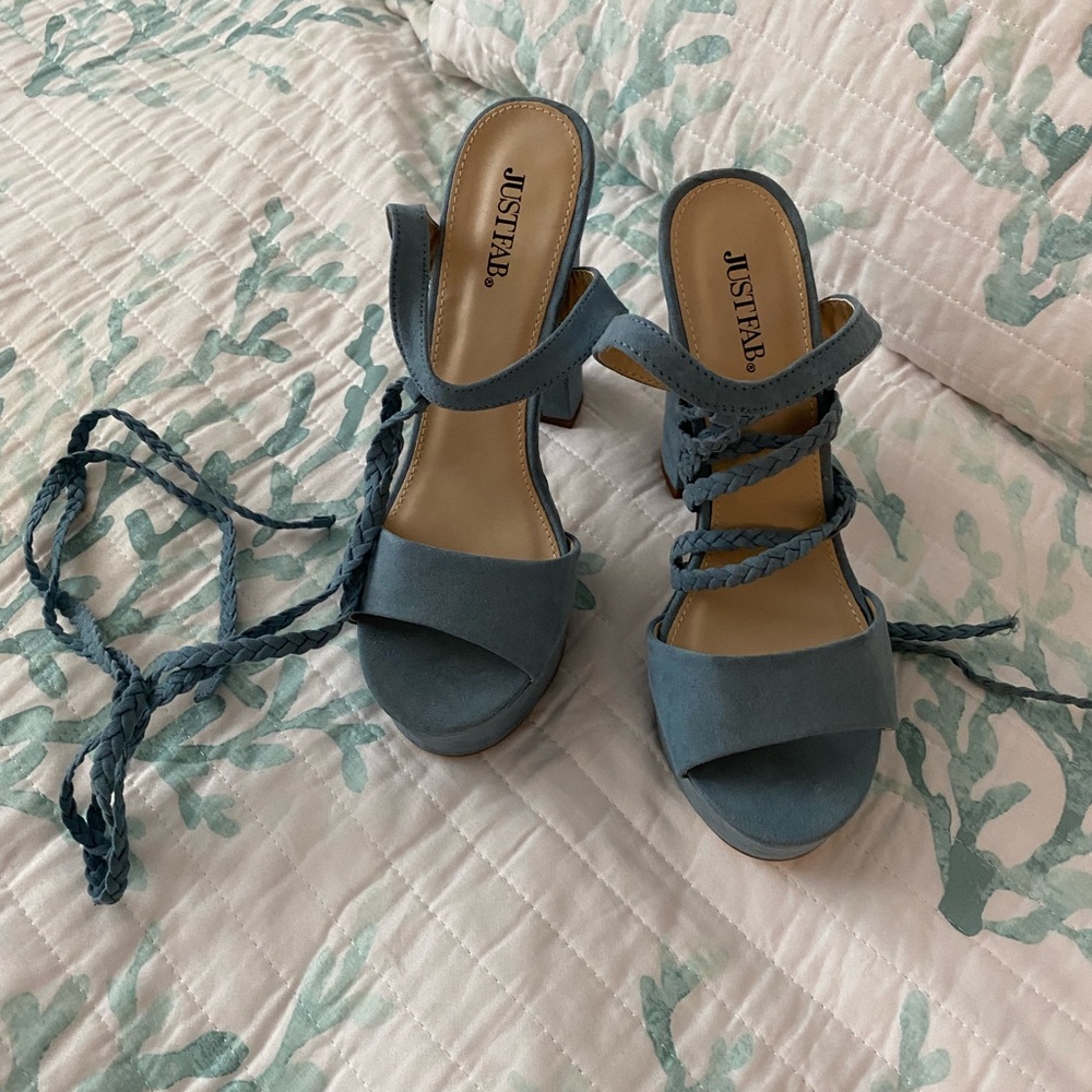 Just Fab Blue Lace Up platforms